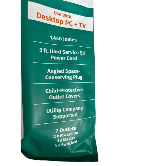 Simply Conserve 7 Outlet Advanced Power Strip Energy Saving Pc TV SC73T1 New - Picture 3 of 7